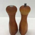 Vtg Mr. Dudley Pecan Wood Pepper Mill And Salt Shaker Modernist Mid Century