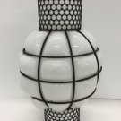 Vtg Caged Murano Milk Bubble Glass Lantern Shade Lamp Metal Mid Century 14"