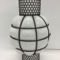 Vtg Caged Murano Milk Bubble Glass Lantern Shade Lamp Metal Mid Century 14"