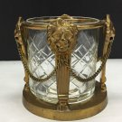 Vtg Andrea By Sadek Brass Cut Glass Lions Head Hollywood Regency Style Cup