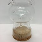 Vtg Cork Bottom Teddy Bear Cat? Blown Molded Glass Candy Holder Container