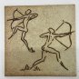 Vtg Semigres Italy Stoneware Glazed Etched Tile Nude Male Archers 8"