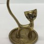 Vtg Modernist Solid Brass Siamese Cat Vanity Ring Jewelry Holder