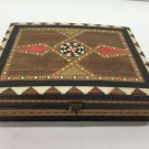 Vtg Lane Crawford Marquetry Box Made In Spain Wood Inlay