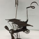 Vtg Steampunk Brutalist Burning Man Airplane Mad Max Sculpture Metal Brass