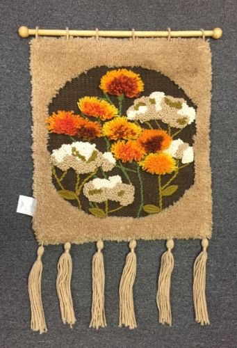 Vtg 1981 Sunset Designs Latch Hook Yarn Tapestry 8660 Thistles Retro