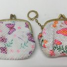 Vtg Pair Butterfly Keychain Snap Closure Coin Purses Plastic Beading