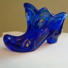 Fenton Art Glass Cobalt Blue Slipper Signed