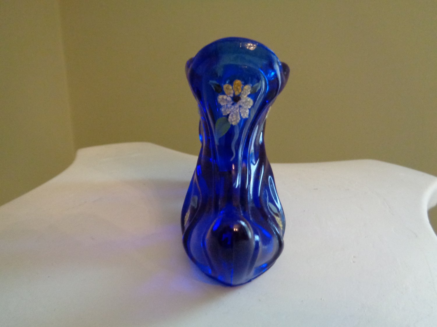 Fenton Art Glass Cobalt Blue Slipper Signed