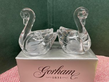 Gorham Crystal Swan Salt & Pepper Shakers