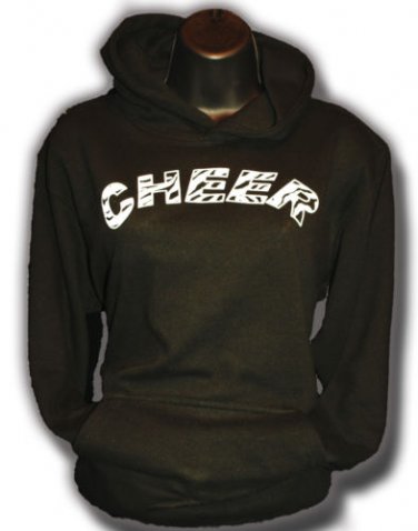 Hoodie Pullover Black Sweats Sweatshirt Zebra Cheer Print free shipping