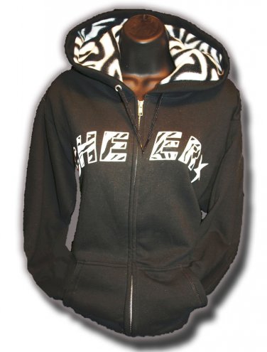 Zebra Lined Hoodie full zip Sweats Sweatshirts YXL - 3XL Zebra Cheer Print