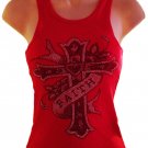 Rhinestone Faith & Cross Bling Tank Top Boy Beater Assorted Sizes free shipping