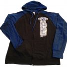 Hoodie Full Zip Up Two Tone Black & Heather Blue Adult Large
