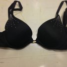 VICTORIA'S SECRET Fabulous Padded Push Up Bra 32B Black Rhinestones