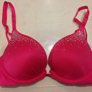 VICTORIA'S SECRET Fabulous Padded Push Up Bra 32B Pink Rhinestones