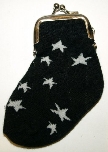 1 Piece Black & White Stars Mini Sock Coin Purse