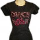 Dance Mom Fitted T-Shirt Short Sleeve Cap Sleeve Bling Rhinestone Rhinestuds