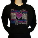 Mom Rhinestone Hoodie Pullover Black Sweats Sweatshirt free shipping
