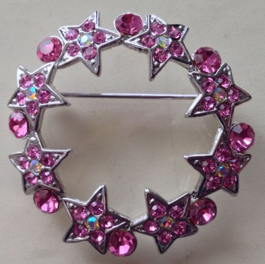 6 pieces Star Rhinestone Circle Pin Brooch Lapel