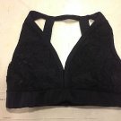 Dance Sports Bra Top Small Lace Front Black Elastic Band