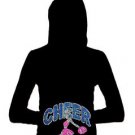 Rhinestone CHEER LEADER Hoodie Black Women/Junior YL-3X pink blue rhinestones