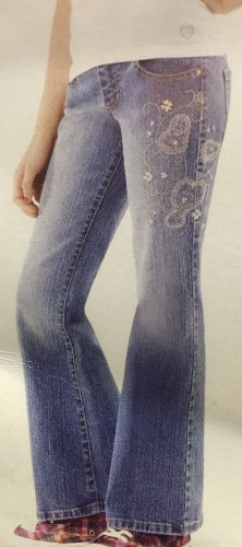 l.e.i. Girls Jeans Lowrise Flare Heart Pattern Size 16 New Priority Shipping