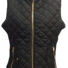 Medium Vest Black w/Brown Trim, Gold Zippers/Buttons Brand New Priority Shipping