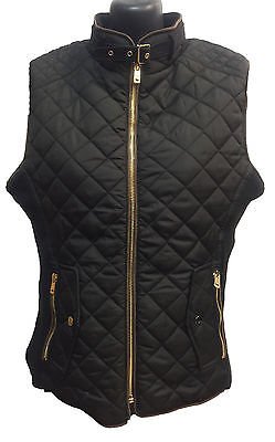 Medium Vest Black w/Brown Trim, Gold Zippers/Buttons Brand New Priority Shipping