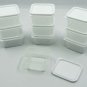 14 New Small Plastic Storage Containers with White Lids - Rectangle