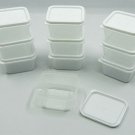18 New Small Plastic Storage Containers with White Lids - Rectangle