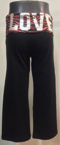 Yoga Capri Pants Zebra Foil LOVE Print Waistband Hipsters Spanks Booty