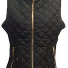 Vest Jacket Black w/Brown Trim, Gold Zippers/Buttons Brand New Priority Shipping