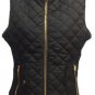 Vest Jacket Black w/Brown Trim, Gold Zippers/Buttons Brand New Priority Shipping