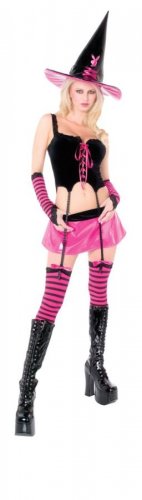 Playboy Hipster Witch Pink Women Complete Costumes Xsmall