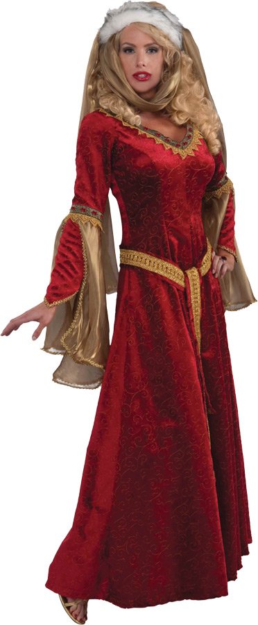 Deluxe Renaisance Costumes Scarlet  Red Velvet  Gown Adult  Women,Small,Forum Novelties