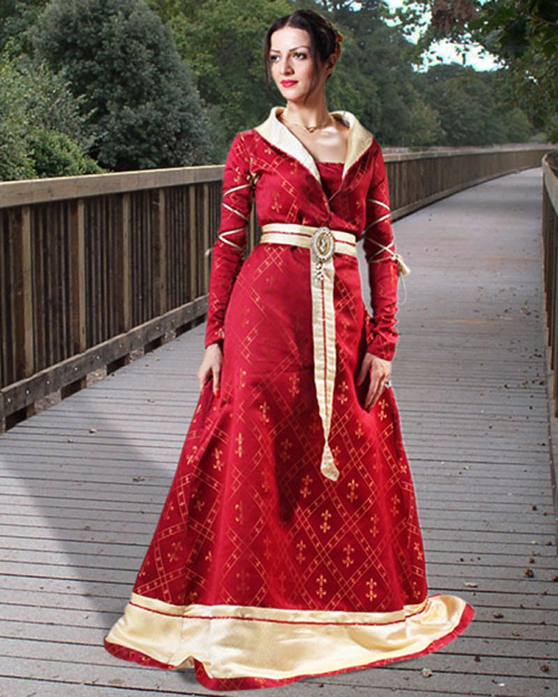 Deluxe Pirate Renaisance Costumes Royalty Of Fleur-De-Lis Red Gown Adult  Women S Forum Novelties