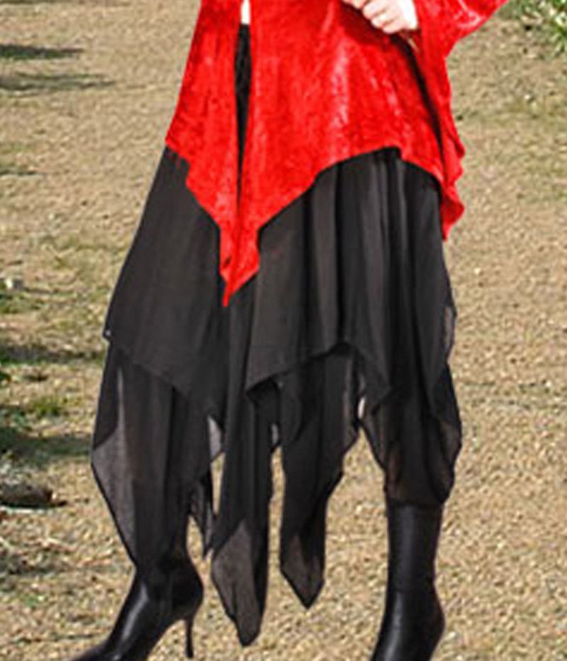 Medieval Renaissance Pirate Costume Skirt Steampunk Red Rayon Women Xlarge High Quality