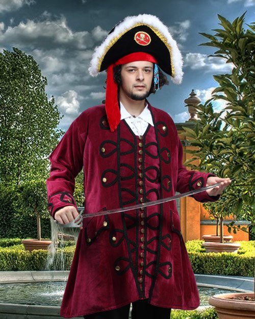 Deluxe Pirate Jacket Costumes Men Blackbeard Pirate Coat Adult Halloween Men  XXL
