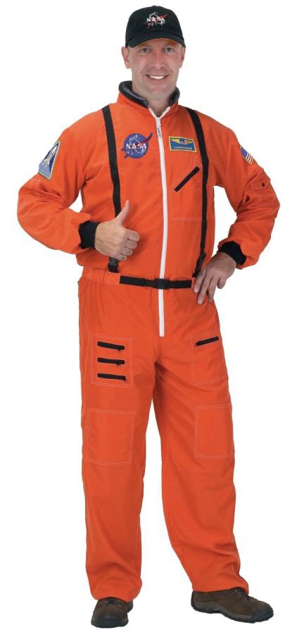 Deluxe Nasa Uniform Astronaut SUIT ADULT ORANGE Men Halloween Costumes Large