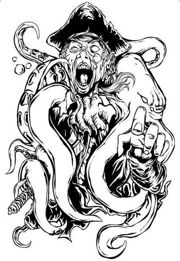 High Quality Pirate T-shirt cotton white X-Large