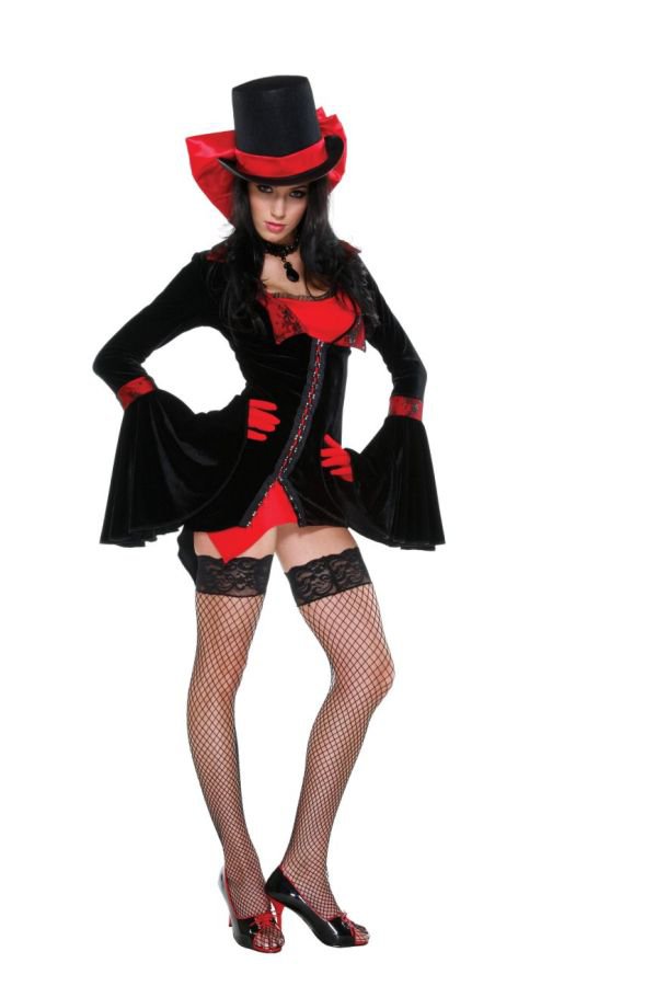 4 pcs.Set VIXEN Black Sexy VAMPIRE Dress Adult Halloween Women Costumes Medium