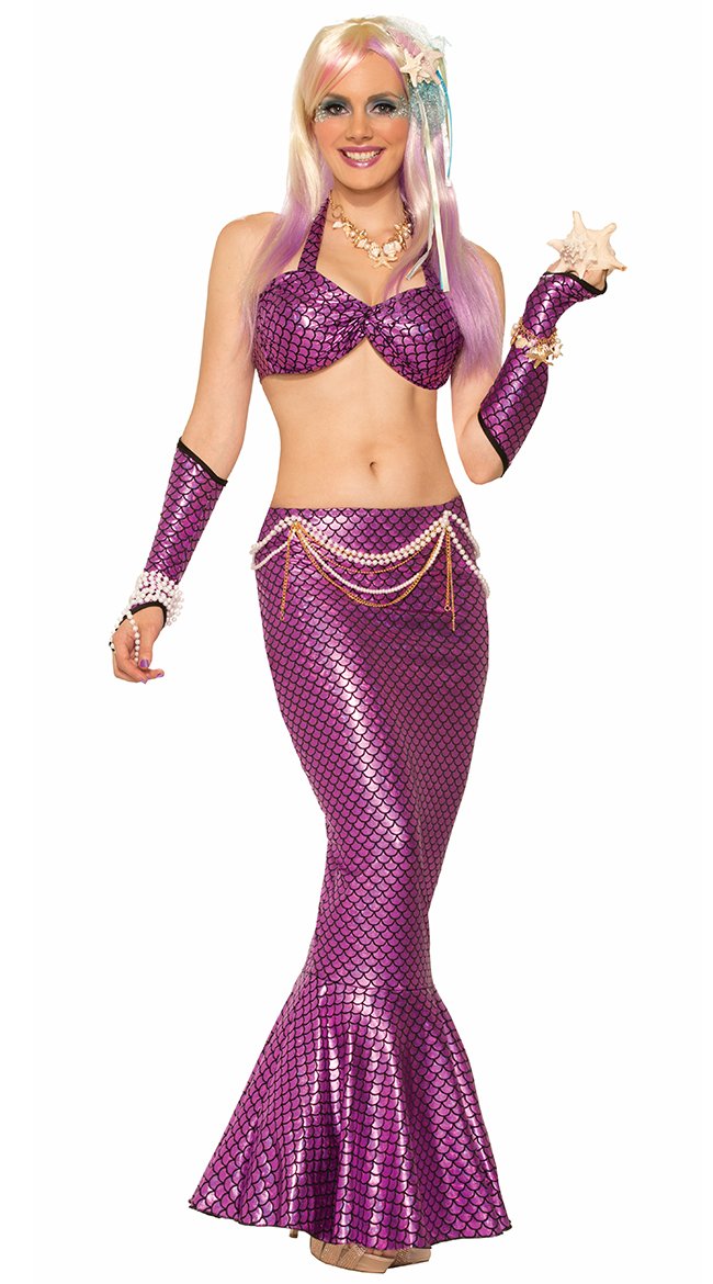 High Quality Pink Mermaid Skirt Costume Set Halloween Costume women One size