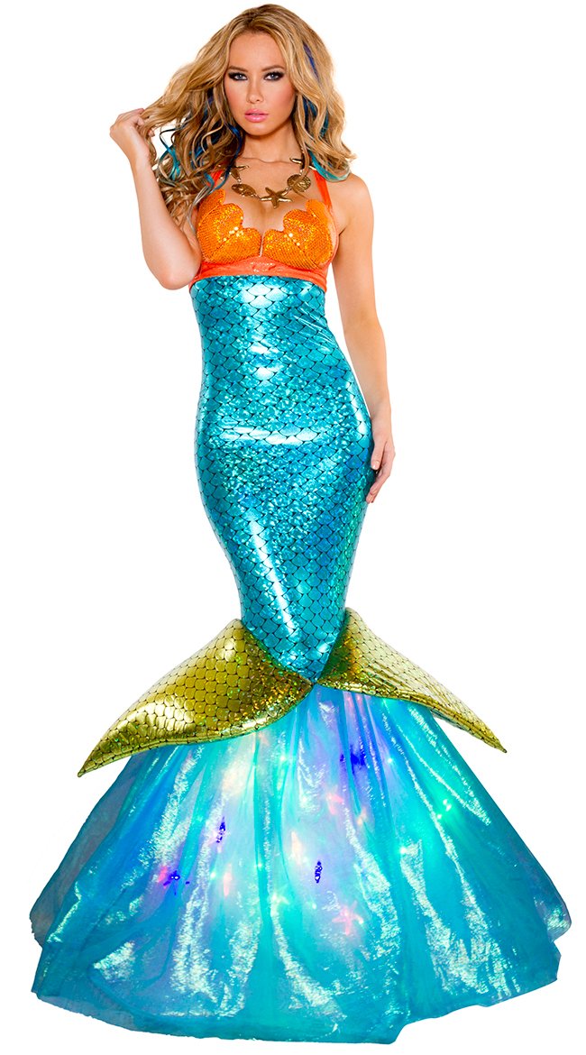 High Quality Deluxe Aquarius Mermaid Costume Halloween Costume women Medium