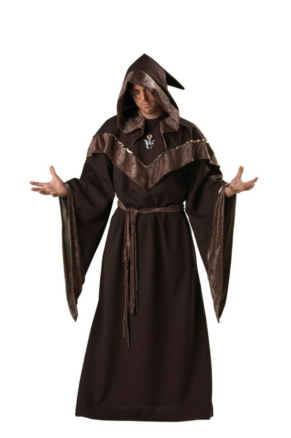 High Quality Sorcerer Costume Medieval Dark Priest Evil Wizard Robe Halloween Men Costumes Large
