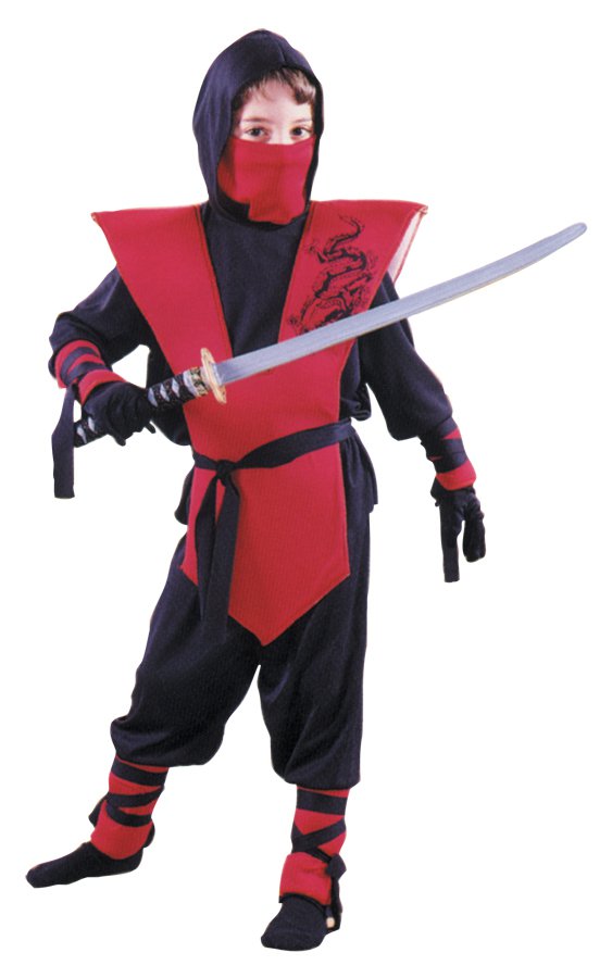 High Quality Samurai Hood Red NINJA Child  Kid Boy Complete Costume Large