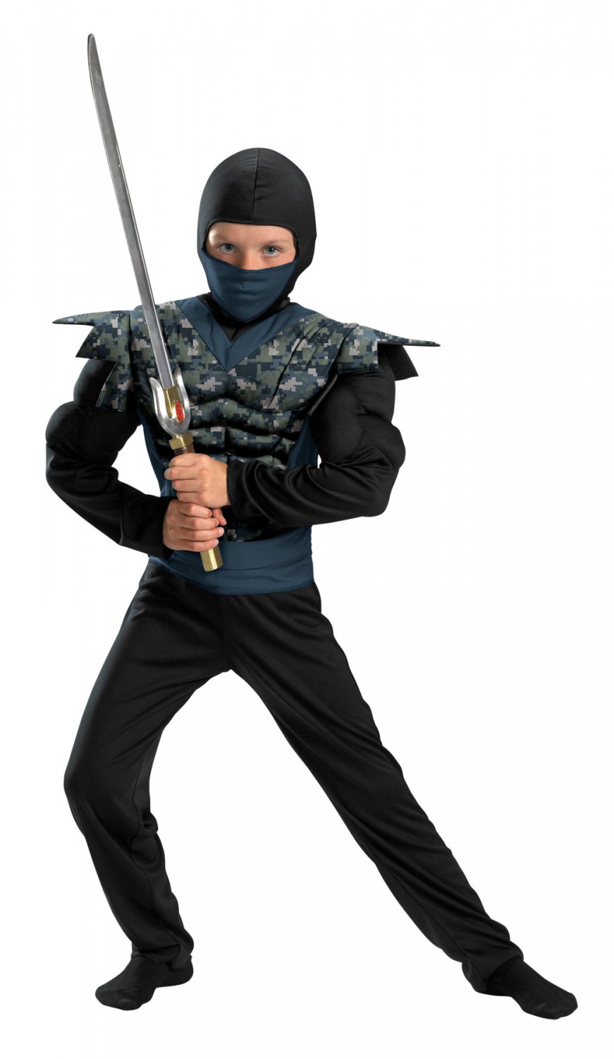 NIGHT CAMO NINJA torso muscle Child  Complete Kid Costume Halloween Costumes 7-8