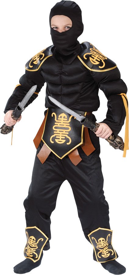 NINJA WARRIOR MUSCLE Child Boy costume Complete Kid Halloween Costumes small 4-6
