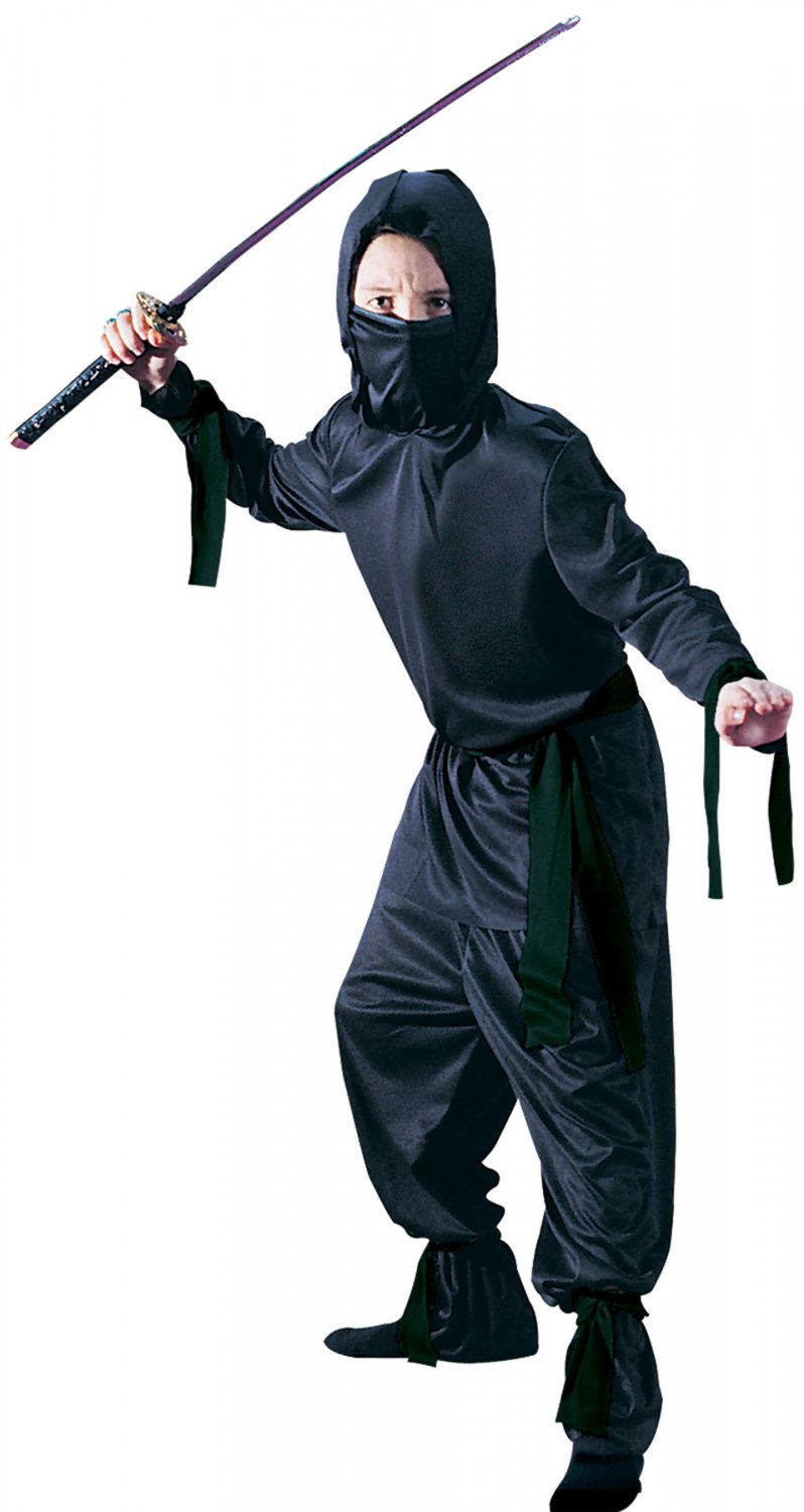 BLACK Hood NINJA Child Boy costume Complete Kid Halloween Costumes Medium 8-10