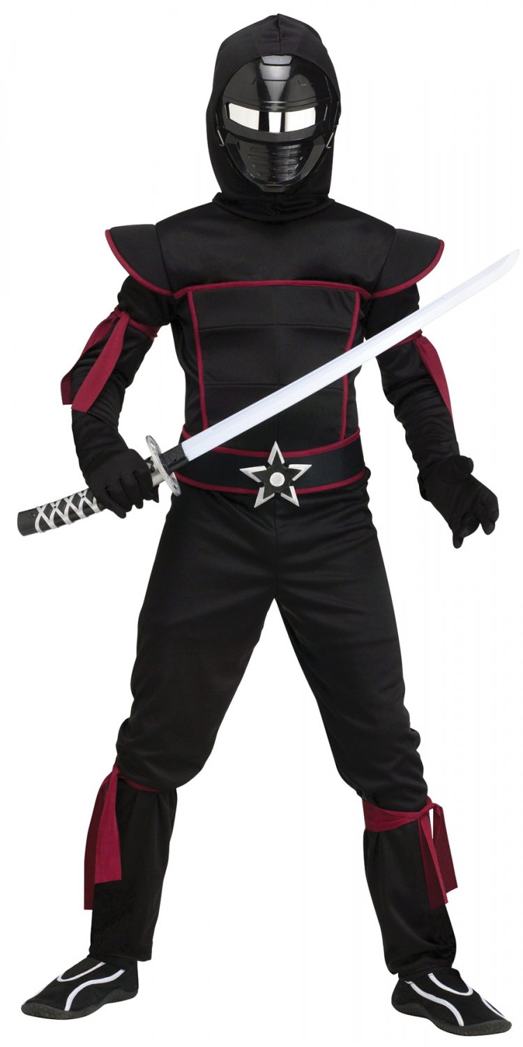 BLACK Hood GALACTIC NINJA CHILD Boy costume Complete Kid Halloween Costumes Large 12-14
